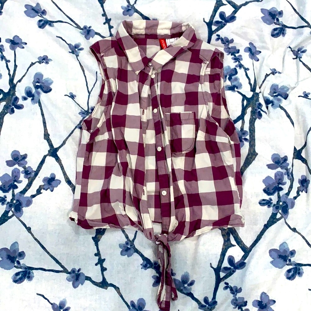 Divided Plaid Vest/Bathing Suit Cover Up